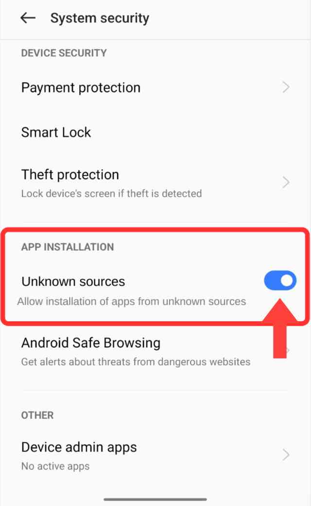 Enable Unknown Sources